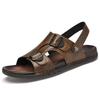 Fashion Genuine Leather Men's Sandals New Large Size Men Summer Shoes Fashion Dual-Purpose Slippers Non-slip Soft Sole Sandals Half Drag