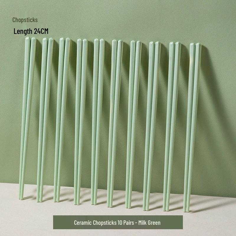 Zhuoyuanda Cream Style Anti-Mold Ceramic Chopsticks, 10 Pairs