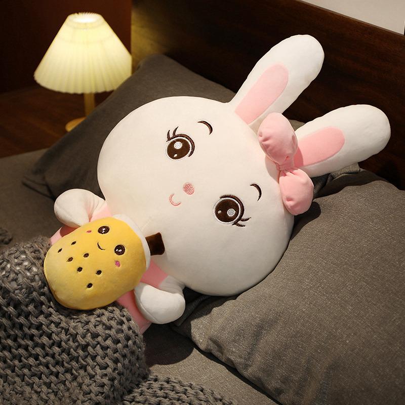 Non-Toxic 60Cm Creative Bubble Tea Rabbit Plush Toy Stuffed Animal Bunny Doll Soft Pillow Cup Milk Tea Boba Plushie Doll Birthday Gifts