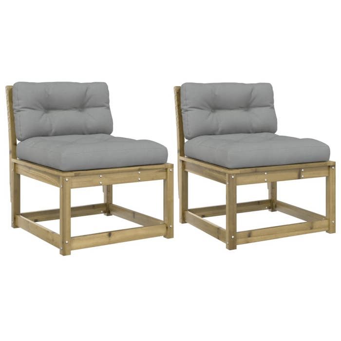 VidaXL Canapés de Jardin sans Accoudoirs et Coussins 2pcs, Siège de Terrasse avec Dossier, Meuble de Patio Salon Extérieur, 844708