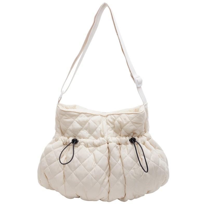 Ielgy Casual Commuter Large-Capacity Shoulder Bag Trendy Lightweight Cotton Padded Clothes Rhombus Cloud Bag
