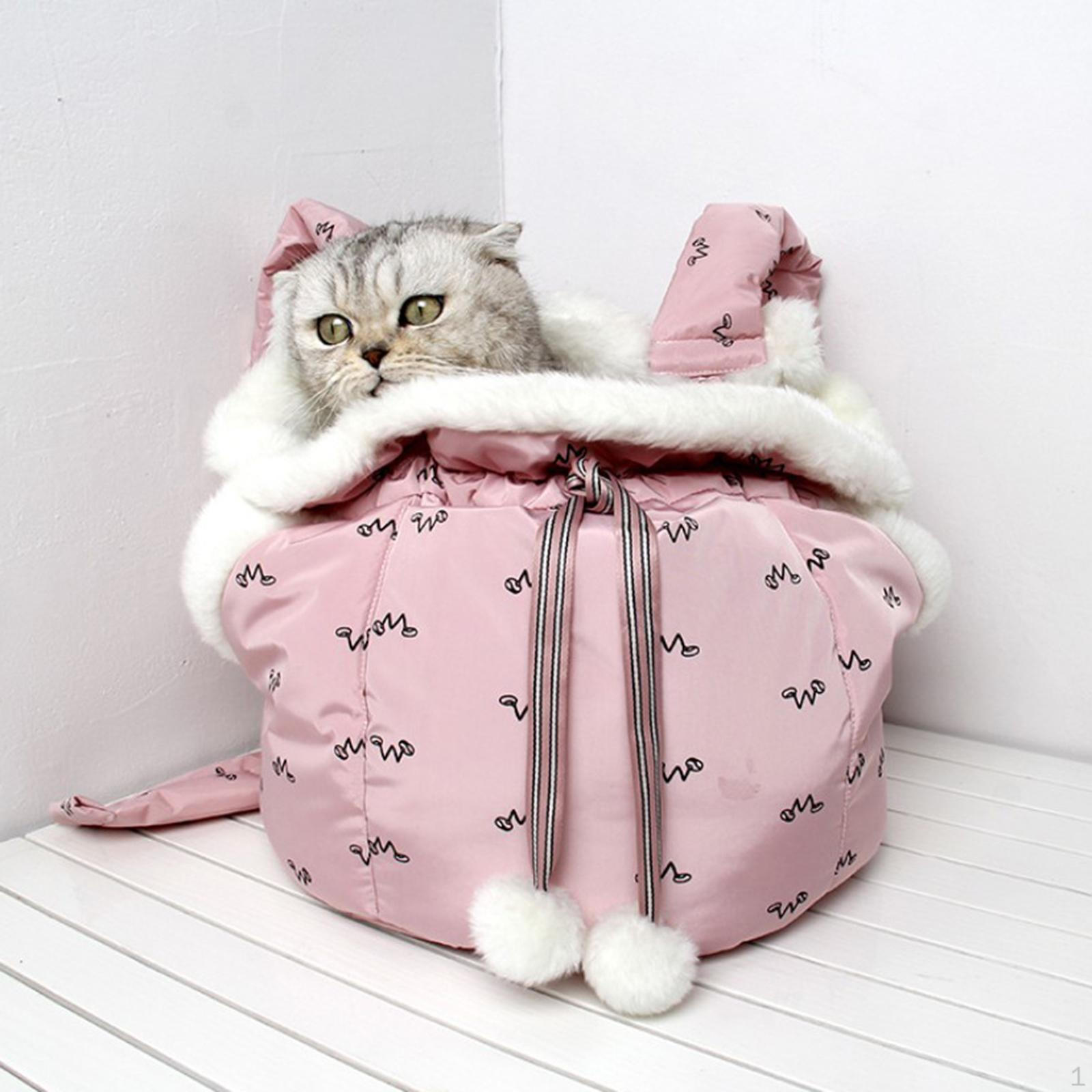 

Рюкзак, толстая теплая регулируемая переноска для домашних животных, зимняя сумка-переноска для рук- розовый