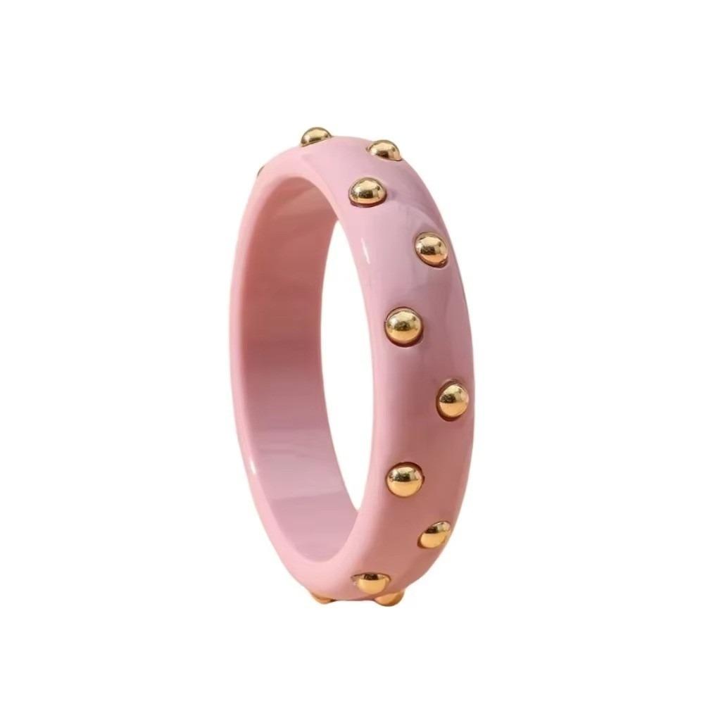 Gold Beads Stackable Bangle Round Shape Wrist Jewelry Fashion Wide Resin Bracelet Commute