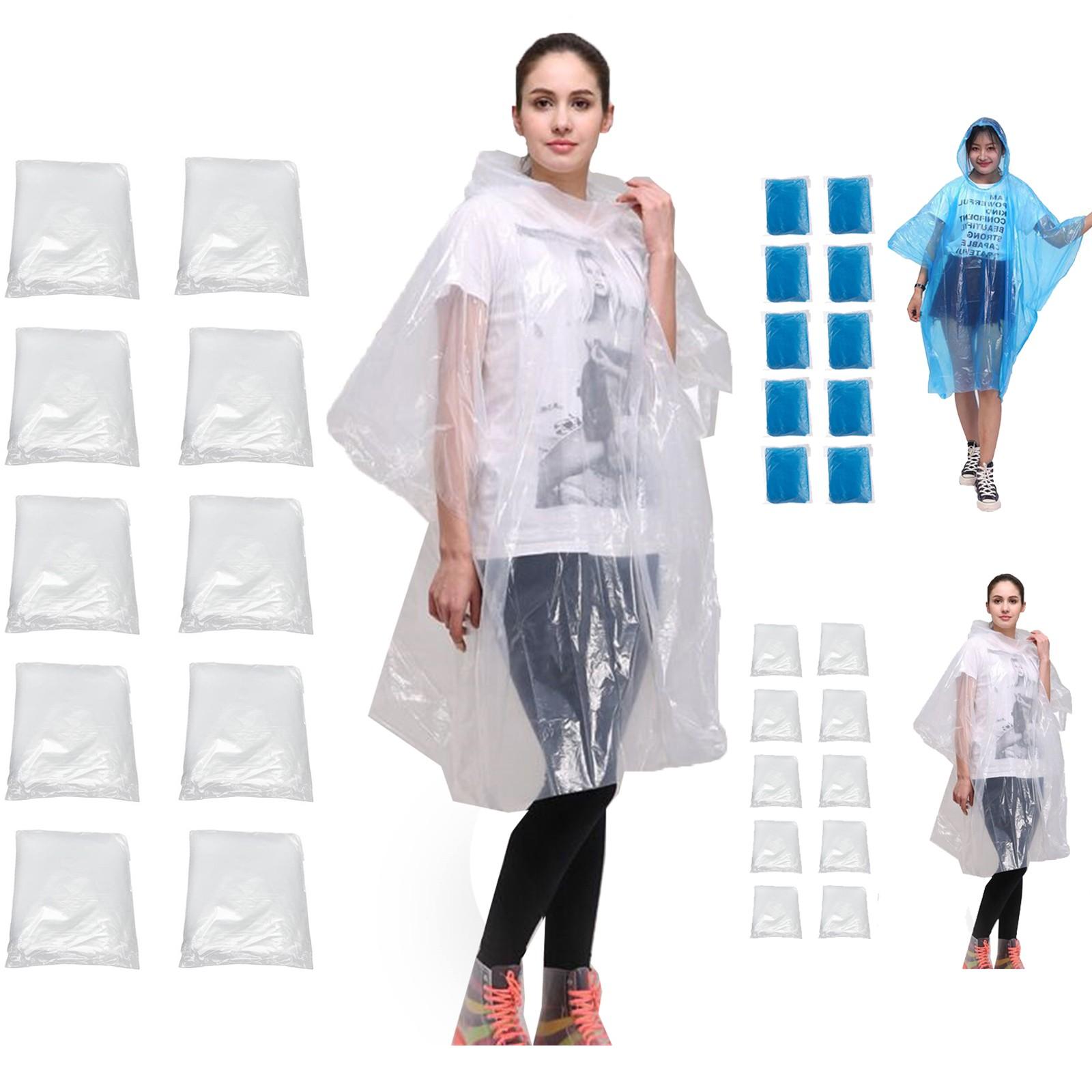 

Relaxdays Disposable Rain, набор из 10 шт., одноразовая накидка от дождя с капюшоном, для взрослых, экстренная помощь для мужчин и женщин