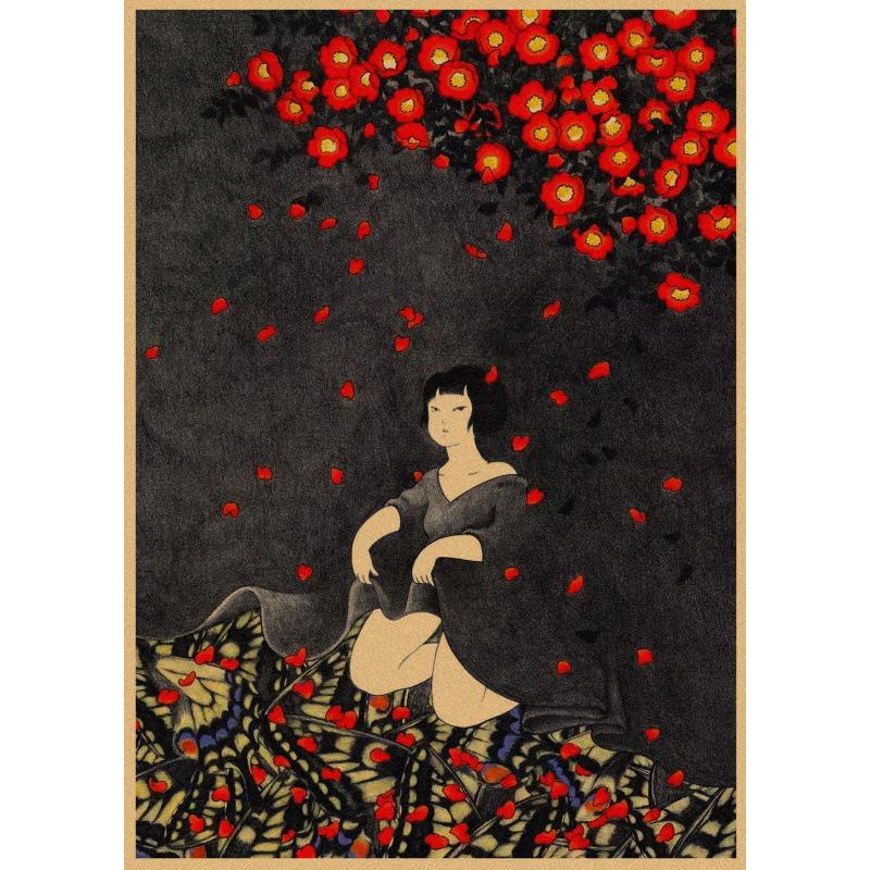 Retro Japanese Girl Poster by Akino Kondo - Free Shipping