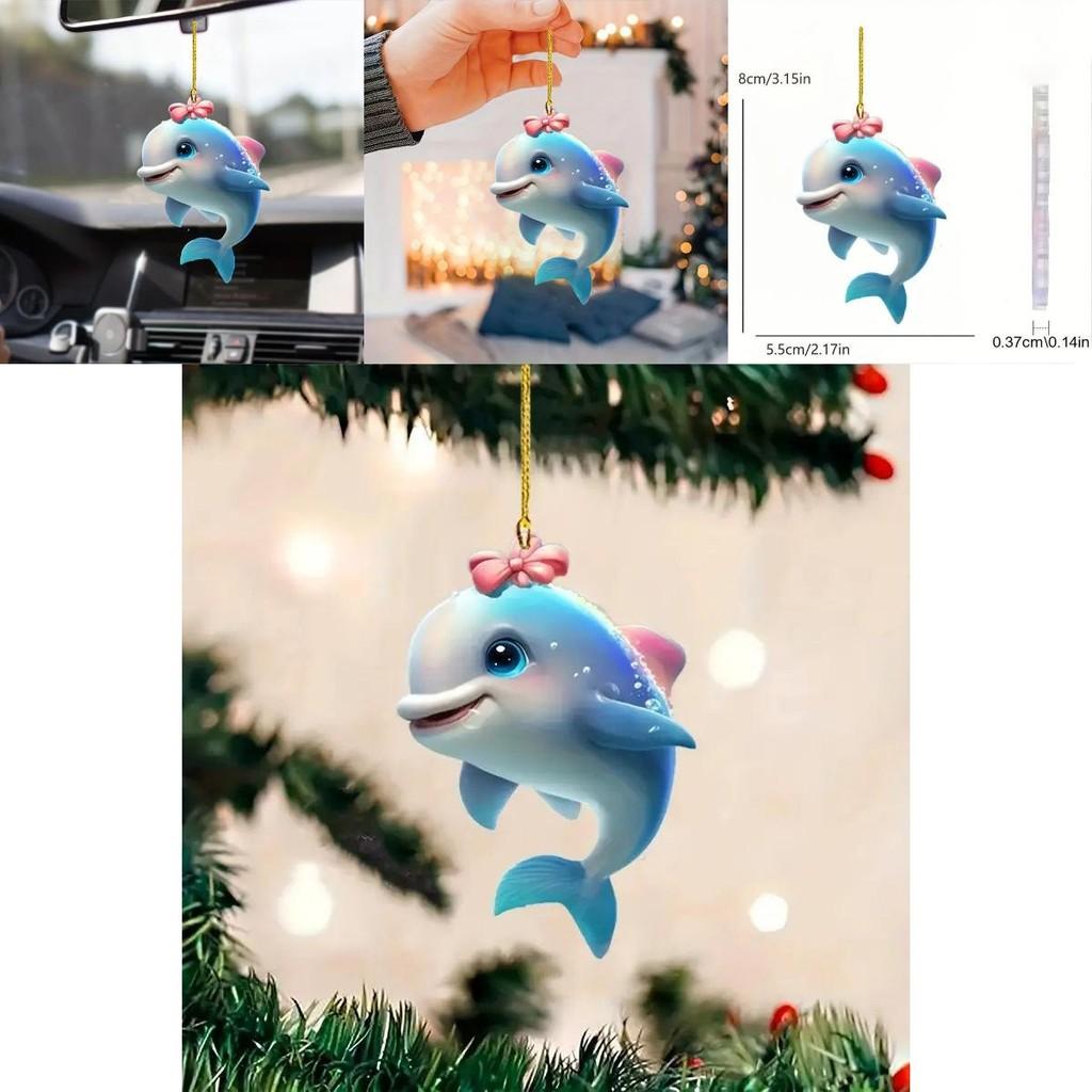 Entzückender Acryl Delfin Autoanhänger Lustige Cartoon Dekoration Perfekt für Fahrzeuge