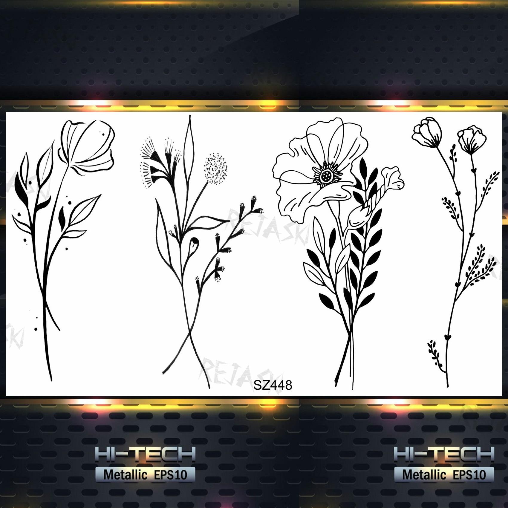 

Маленькие временные татуировки с цветком мака для женщин и взрослых, лаванда, реалистичные поддельные татуировки, наклейки, боди-арт, переводные татуировки с водой