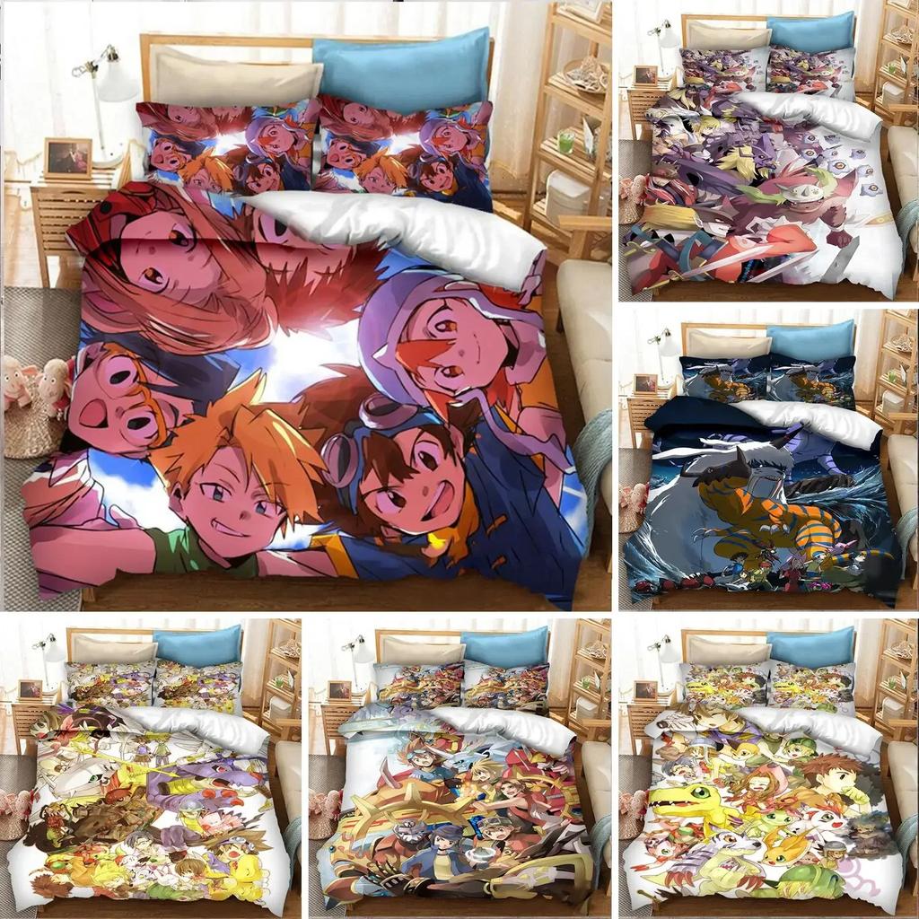 Anime Digimon Adventure Bedding Set Duvet Cover Bedroom Comforter Covers Single Twin King Size Quilt Cover Home Textile 2/3PCS