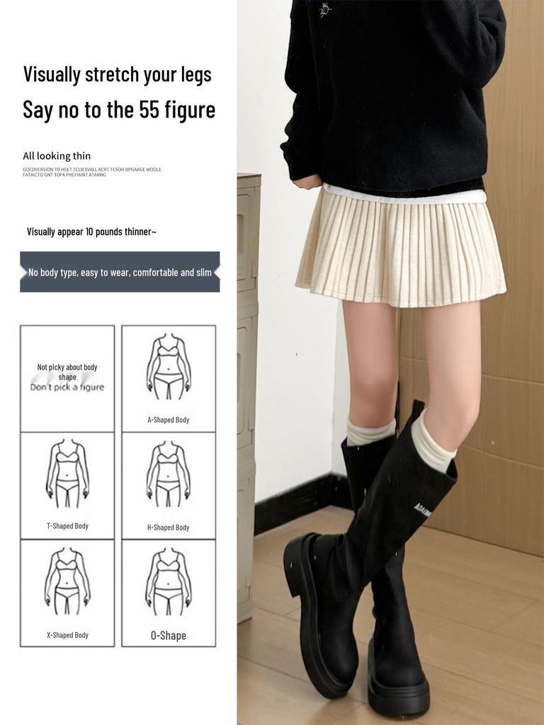 2026 New Petite Women's Grey Woolen A-line Pleated Short Skirt - Fluffy & Slimming Spring Style