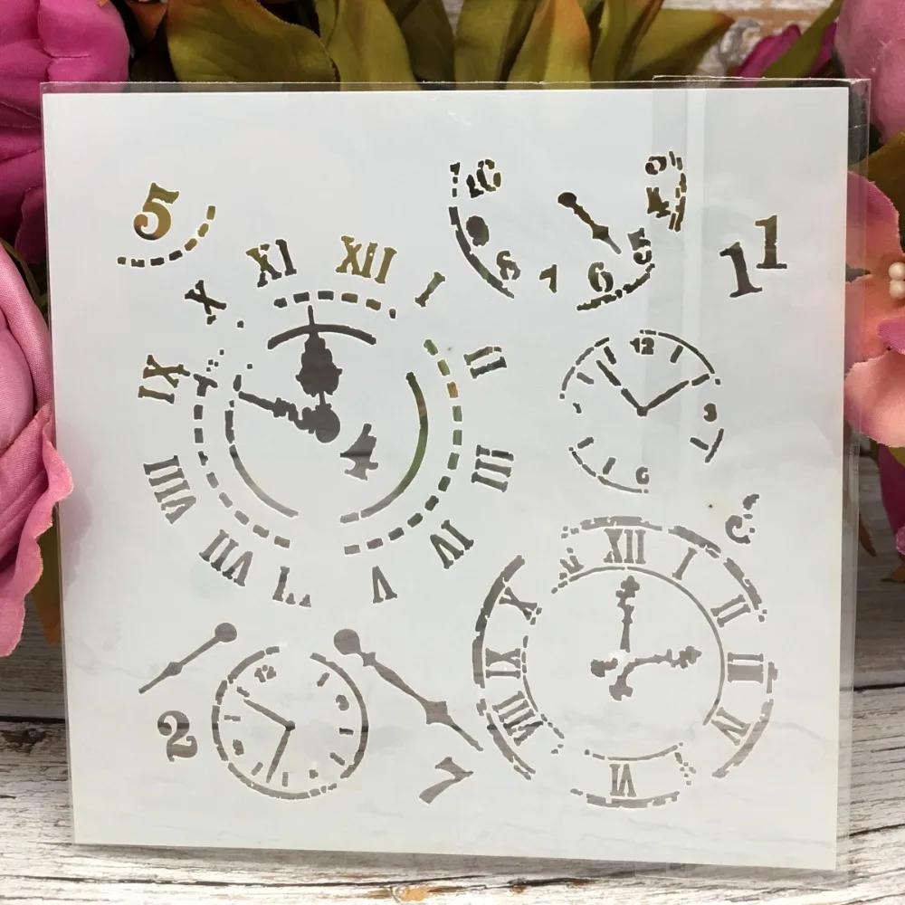 5" New Vintage Clock DIY Layering Stencils Wall Painting Scrapbook Coloring Embossing Album Decorative Paper Card Template