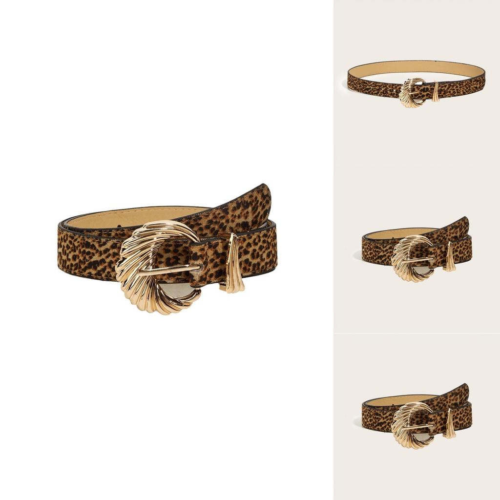 Tiger Print Womens Fashion Leather Belt With Faux Pu Material And Gold Buckle For Casual Wear
