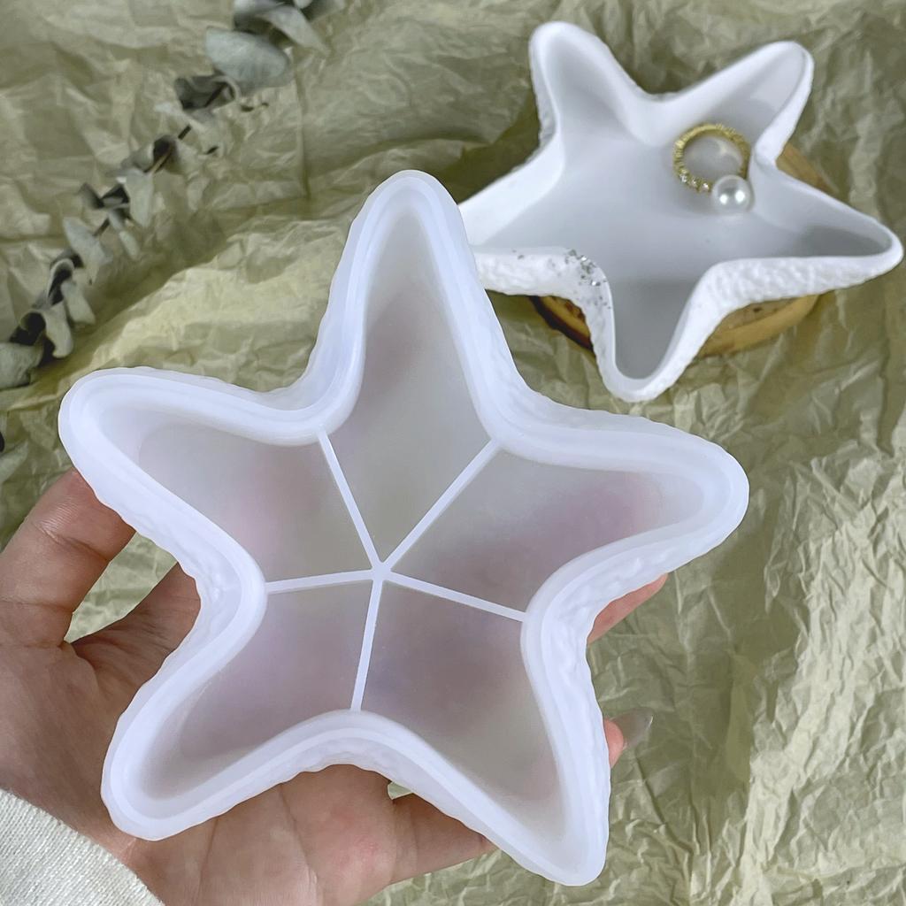3D Starfish Tray Silicone Mold DIY Pentagram Jewelry Storage Pallet Molds Plaster Concrete Resin Plate Casting Mould Home Decor