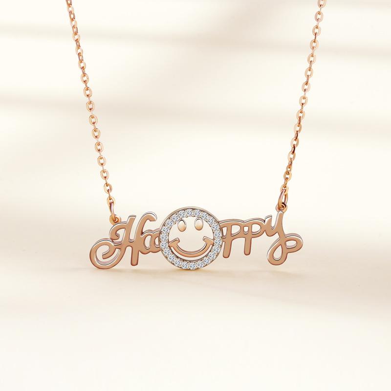 

Ожерелье с буквами Smile, женская нишевая индивидуальность, мода, универсальный темперамент, премиум-цепочка с бриллиантами и буквами на ключице