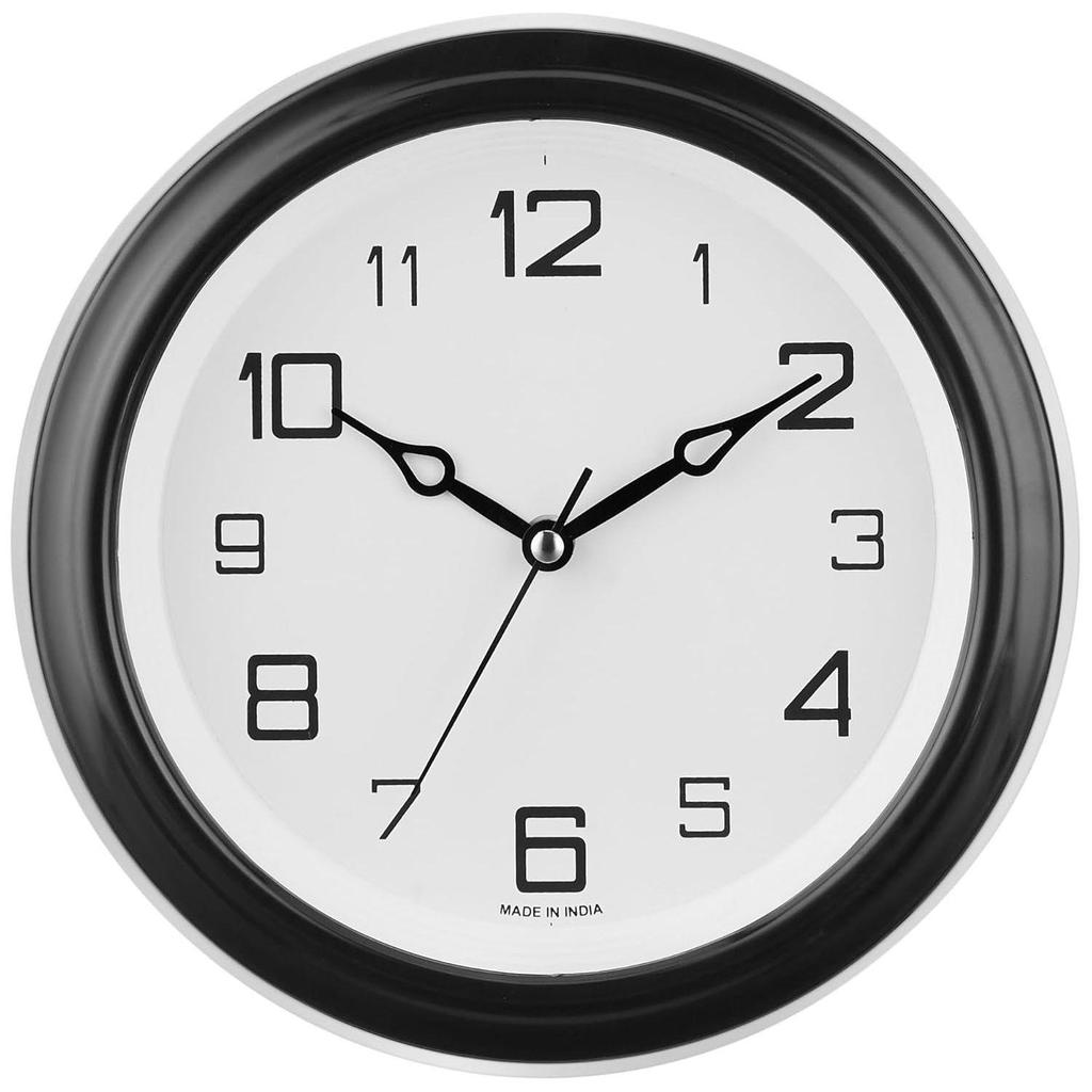 Abstract Wall Clock | Round | Plastic | 8 Inch | Black - Analog