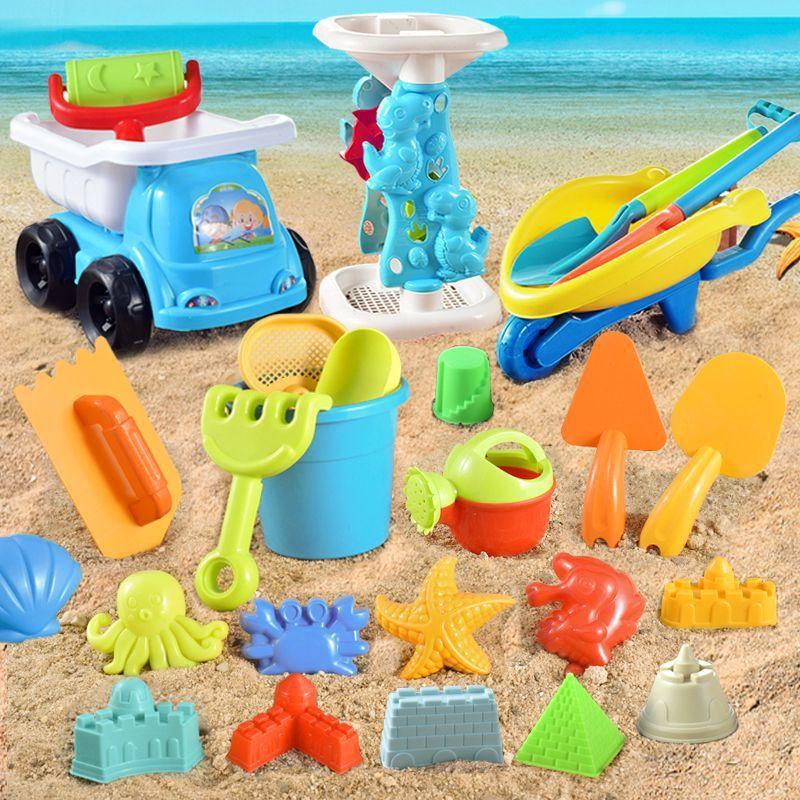 Children's Beach Toy Set, ATV, Sand Digging and Water Toy, Beach Bucket, Hourglass, Shovel, Beach Sand Play Tool Random Colors