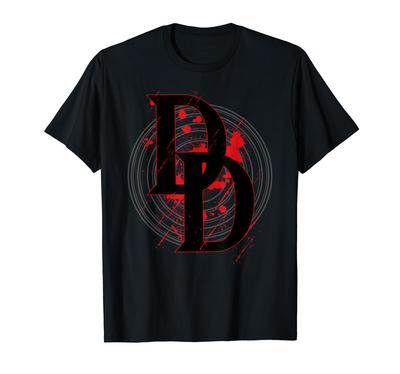 T-shirt Graphique Marvel Daredevil DD Logo Vortex Pluie Rouge