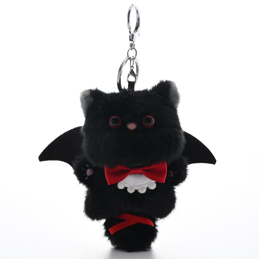 [Cute Interest] Black and White Twin Cat Doll Pendant Cute Cartoon Doll Girl Plush Keychain