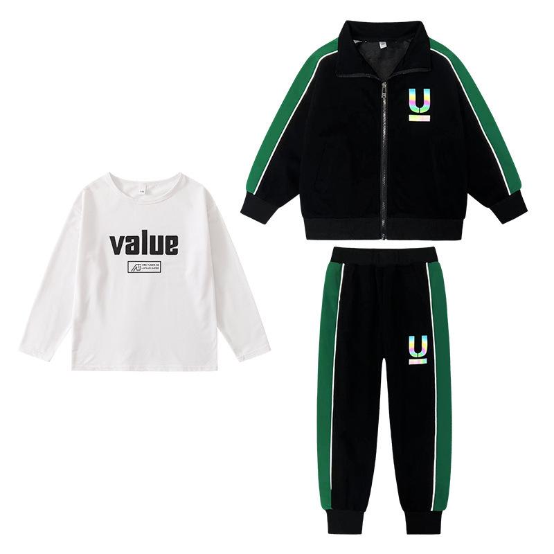 

Модный спортивный комплект для мальчиков, комплект из трех предметов для отдыха на весну и осень для детей 110cm