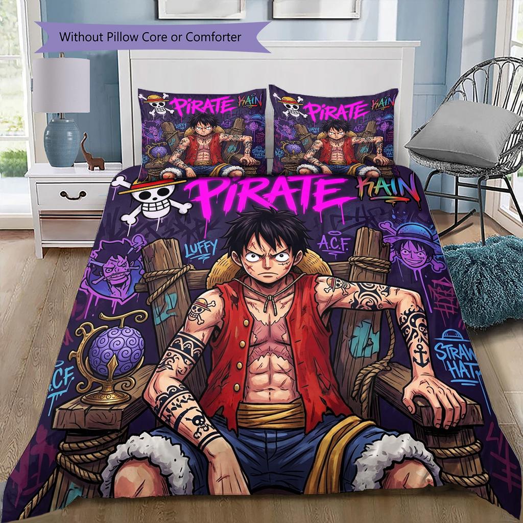 One Piece Pattern Bedding Quilt Set Quilt Cover Pillowcase Home Birthday Gift(1 * duvet cover + 2 * pillowcase, without core)