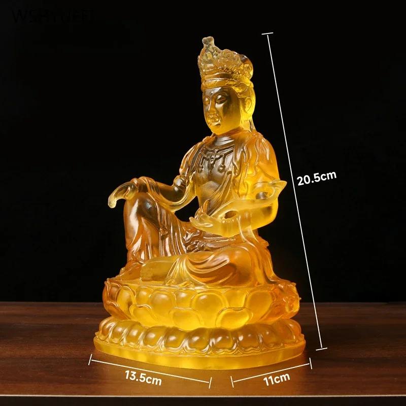 1 PCS 13.5x11x20.5cm Resin Guanyin Ksitigarbha Buddha Statue Home Chinese Style Ancestral Hall Offering Desktop Decoration