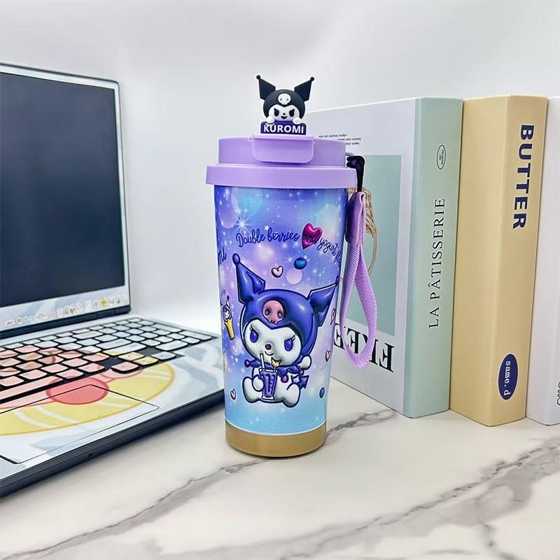 Kubek do kawy Labubu kubek termosowy z stali nierdzewnej 316 o wysokiej wartości męski i damski kubek na wodę kreskówkowy kubek ze słomką do picia podwójnego