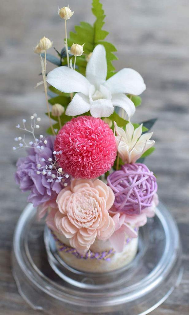 [Pretty Mermaid] Preserved Flowers, Dome, Buddhist Altar Offering, Sympathy Flower Arrangement, Chiho, Pink, Purple