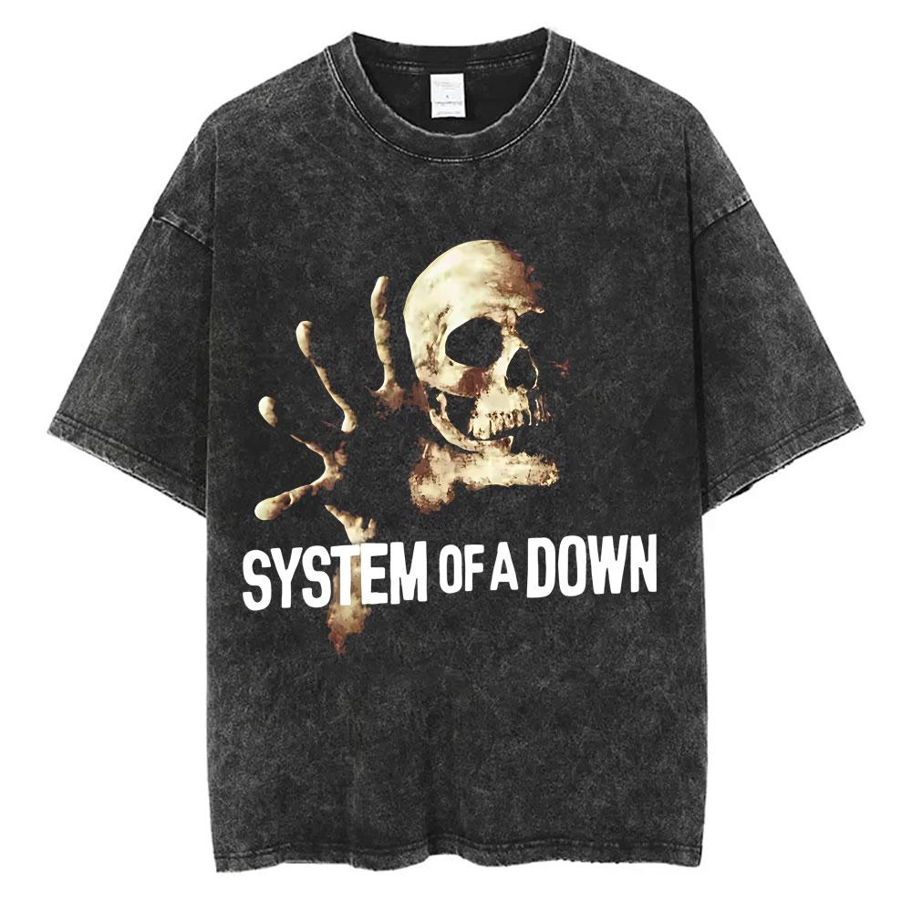 Washed Vintage System of A Down Toxicity Album Graphic T-shirt Men Women Rock Alternative Metal T Shirts Oversized T-shirts