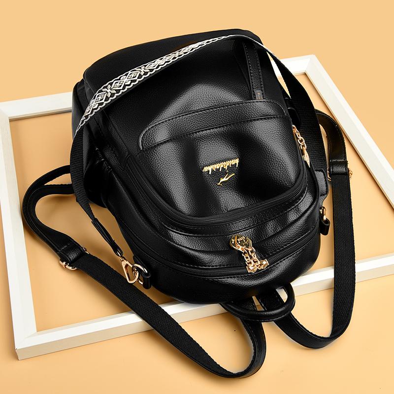 PU Backpack Women's Outdoor Travel Backpack Large Capacity Student Schoolbag