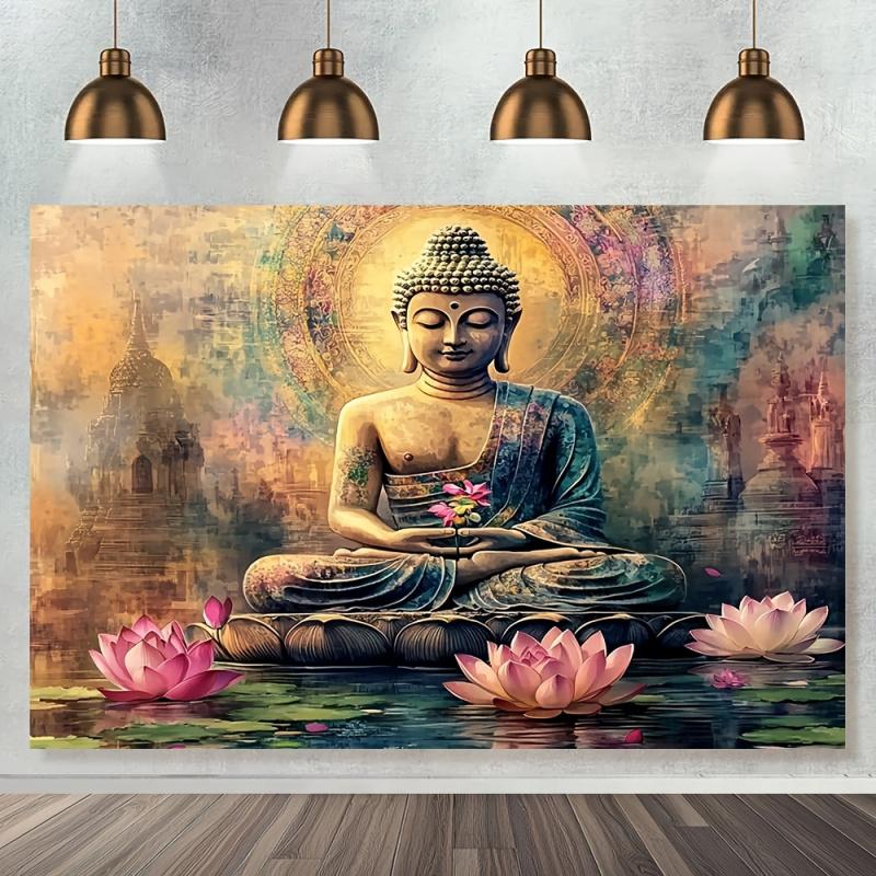 VIKAMA Serene Buddha Lake Scene Tapestry Stylish Wall Decor For Bedroom Meditation Nook Apartment Aesthetic Backdrop Home Decor