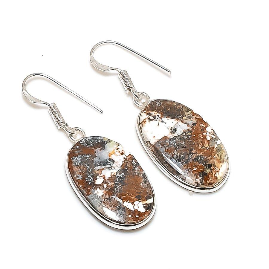 Natural Wild Horse Gemstone 925 Sterling Silver Jewelry Earring 1.69" AE-13000