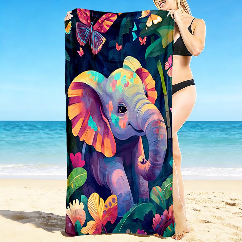 1Pc Colorful Elephant Garden Beach Towel Quick Dry Multiuse For Beach Pool Gym Yoga Home Travel Christmas Halloween Xmas Gift G1144