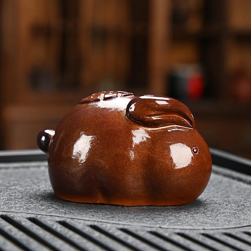 Color Changing Tea Pet White Rabbit Golden Rabbit Tea Table Accessories Color-Changing When Heated, Decoration Ornaments