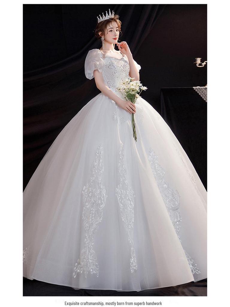 2025 Simple Princess-Style Floor-Length Maternity Wedding Dress for Petite Brides