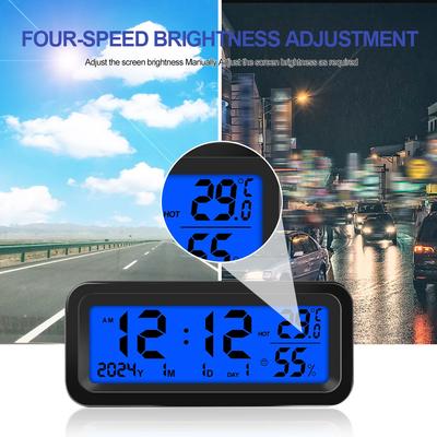 Solar-/USB-betrieben Auto-Armaturenbrett-Thermometer LED-Anzeige Elektronische Auto-Uhr mit Hintergrundbeleuchtung Autozubehör