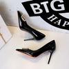 7cm-10cm High Heels For Women'S Fashion Rhinestone Pointed Head Pumps Sexy Thin Heel Patent Leather Light High Heel Single Shoes