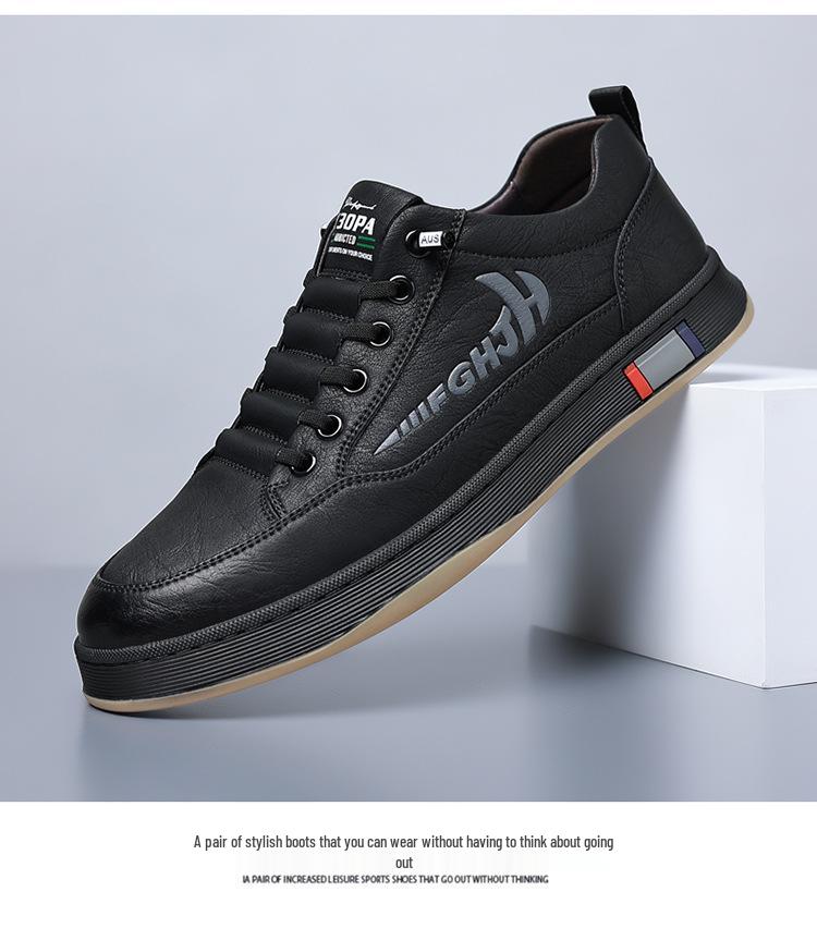 Autumn & Winter Men's Korean Style Genuine Leather Slip-On Sneakers - Breathable, Non-Slip, Versatile Casual Shoes