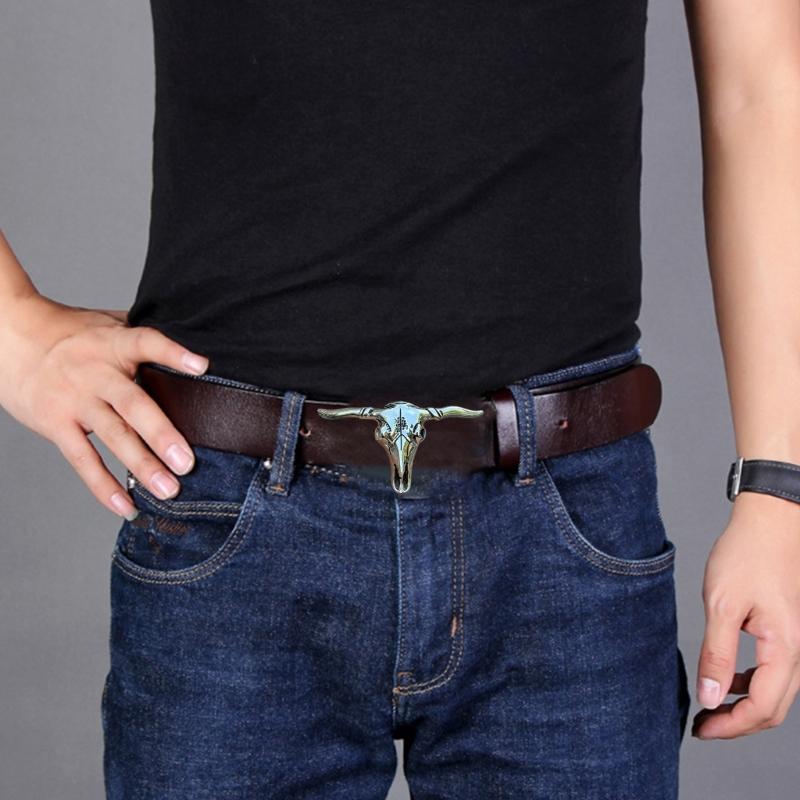 Creatively Bull Skull Buckle Belt DIY Components Western Heavy Rock Style