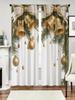 Set Of 2 Christmas Bell Print Curtains Suitable Bedroom Living Room Kitchen Decoration Home Window Curtain Polyester Perfect For