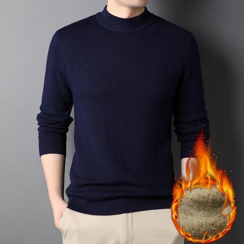 

Men’s Thick Fleece Lined Mock Neck Mink Blend Knit Sweater 190/4XL [recommended 180-105kg]