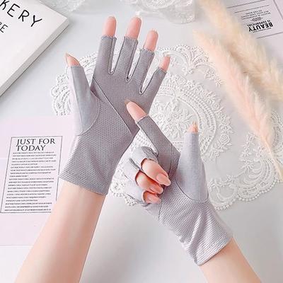 Fashion Thin Sun Protection Gloves Short Elastic Anti-UV Mittens Fingerless Sunscreen Gloves Summer Spring