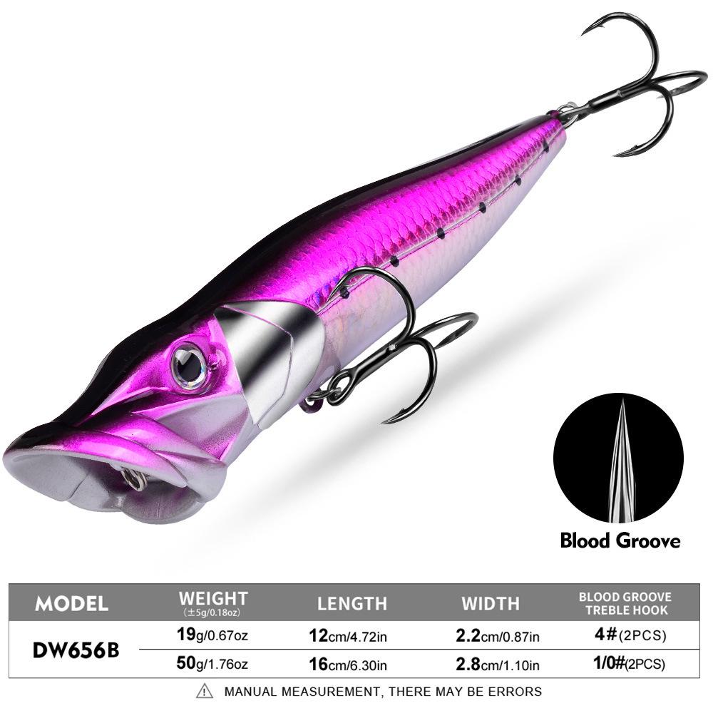 Bionic Popper Lure: 19g/50g Floating Splash Bait for Bass & Asp - Realistic Crawling Action