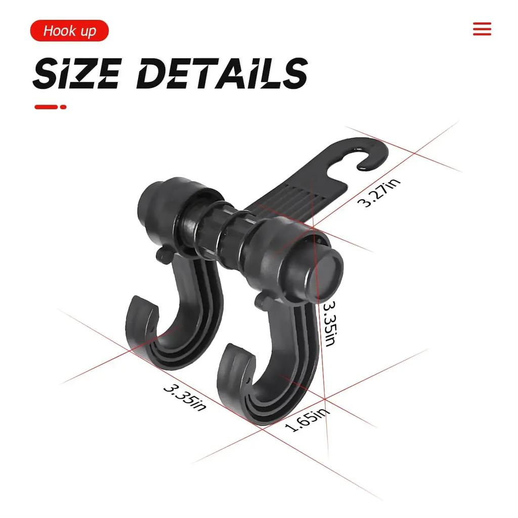 2/4Pcs Universal Car Hook Seat Multifunctional Car Backrest Storage Hook 360° Rotating Storage Double Hook Car Accessories