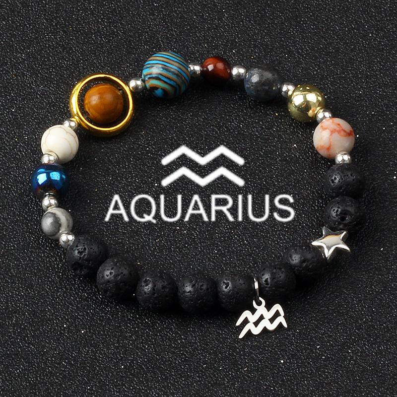 Solar System Galaxy Planets Bracelets for Women Women Zodiac Virgo Cancer Leo Libra 12 Constellation Charm Bracelet Jewelry Gift
