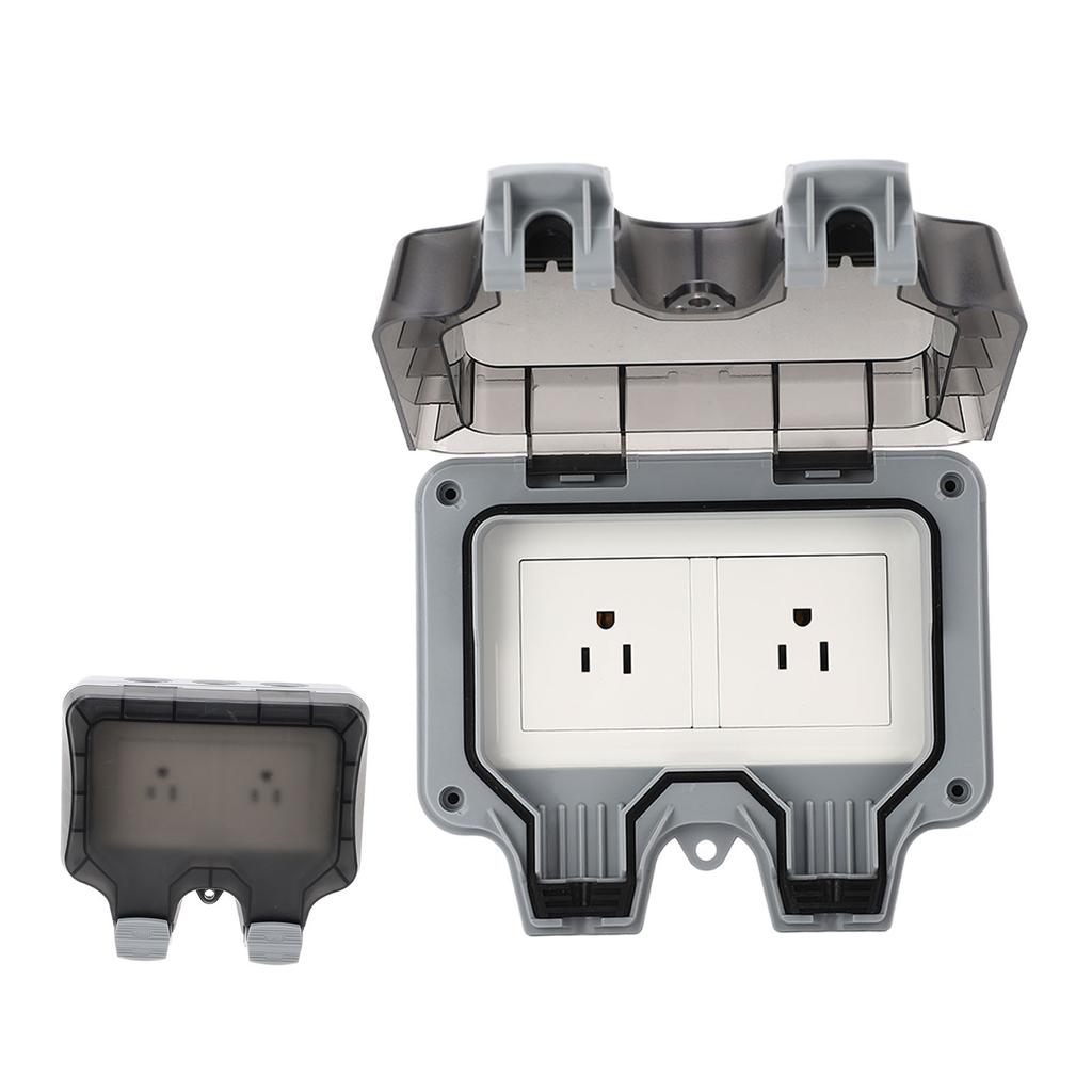 Outdoor IP66 Waterproof Wall Power Socket 2 Sockets Rainproof Charging Outlet   15A