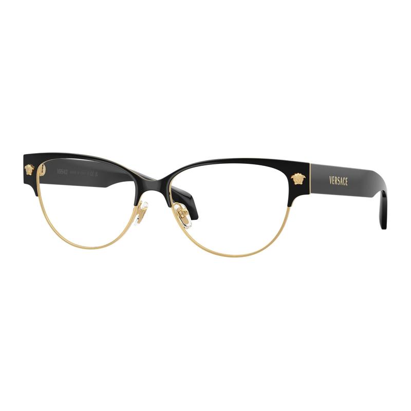 Versace Brand logo design metal cat eye optical glasses women's black 65979841 VE13181433-Black 53