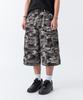 Odd Studio Distressed Camo Cargo Bermuda Pants - Gray Camo
