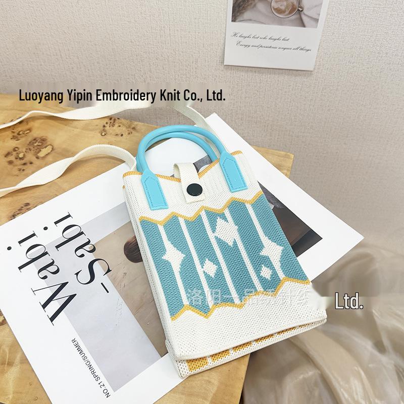 Cute Cartoon Dopamine Knit Crossbody Phone and Coin Bag