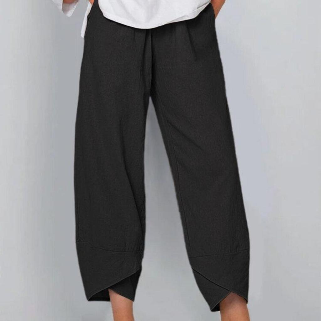 Simple Loose Casual Nine-Point Pants for Women In Plus Sizes: New Cross-Border Solid Color Collection