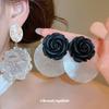 Silver Needle Resin Flower Oval Stud Earrings Women's New Earrings Light Luxury High-end Earrings Design Sense Niche