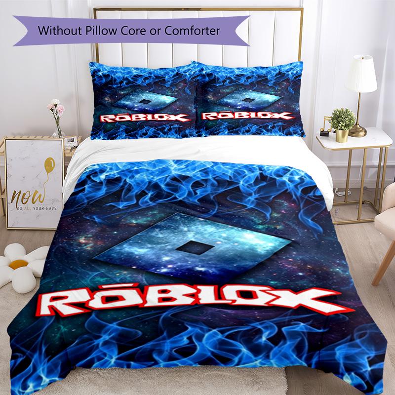 Roblox Bedding Set Breathable Duvet Cover with Pillowcases Decorative Bed Linen for Bedroom Home Decoration Birthday Gift